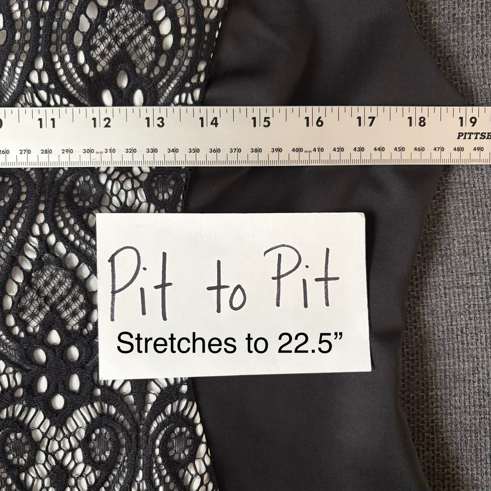 Dressbarn Sheath Dress Black White Lace Panel Size 12 Cap Sleeve‎ Notched Neck - Picture 8 of 10